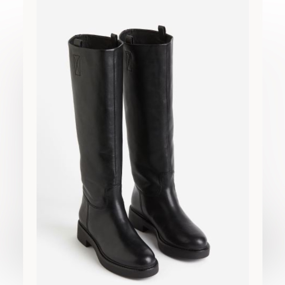 H&M leather slip on combat black boots EU 40